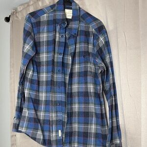 Weatherproof Blue and Gray Plaid Button Down Shirt